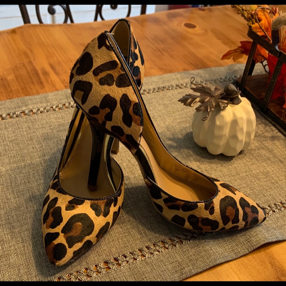 BCBG Paris Jaze Pony Hair Cheetah Heels